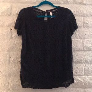 Navy blue crochet blouse
